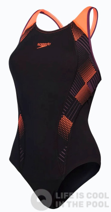 Speedo Placement Laneback Black/Siren Red/Plum Dandy